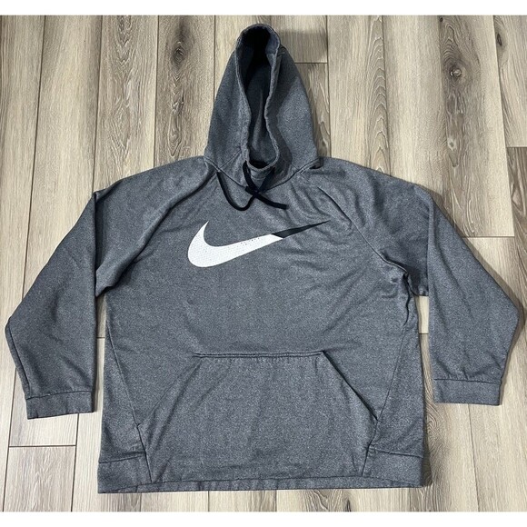 Nike Hoodie Mens XL Gray Center Swoosh Logo Fleece Pullover Outdoor Dri-Fit - Picture 2 of 7